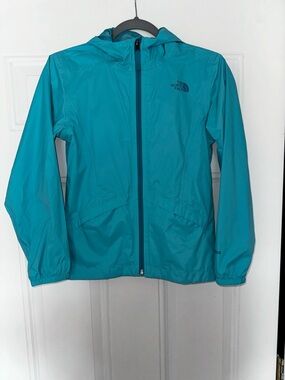 The North Face Teal Hooded Rain Jacket for Kids